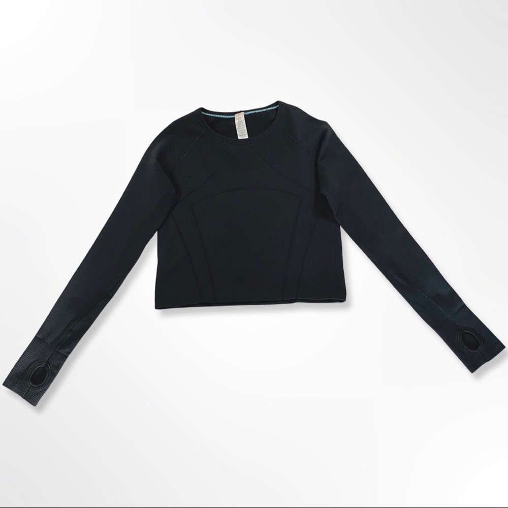 Ivivva by Lululemon Black Cropped Fly Tech Long Sleeve T Size 12